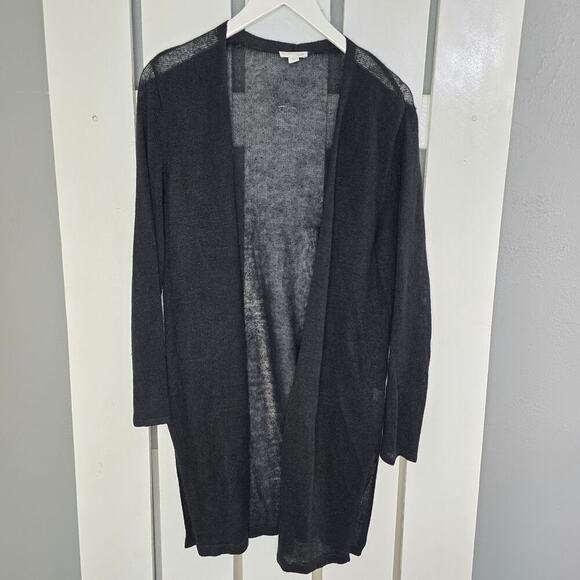 J.Jill Linen Blend Breathable Lightweight Black Knee Cardigan M Minimalist - Picture 1 of 8